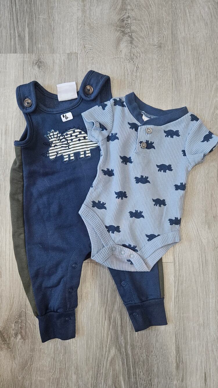 Little Ricky's 0-3 Month Old Baby Winter Overalls and Body Suit Bundle/Pack